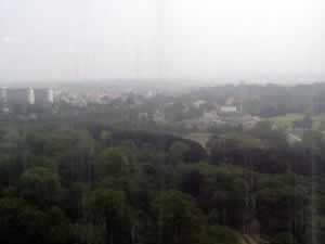 View from the Atomium through dirty glass 