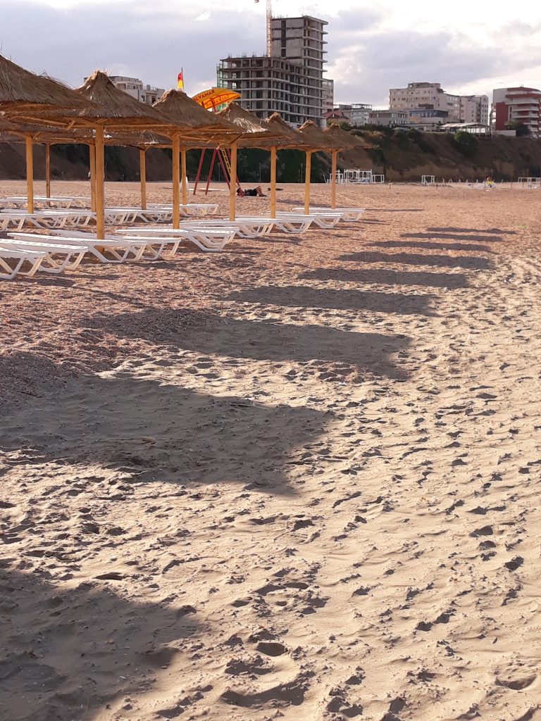 Black Sea beaches with umbrellas on the sand