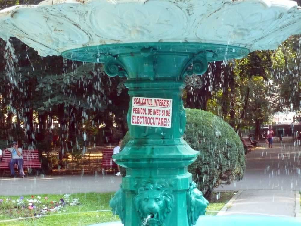 No bathing in the fountain