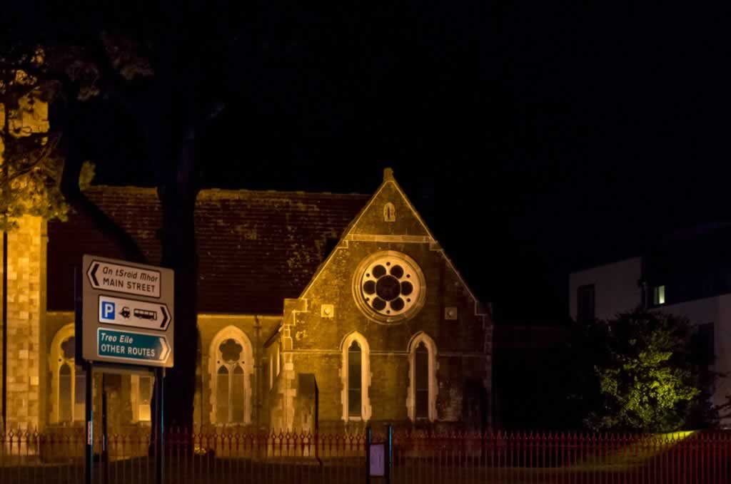church by night