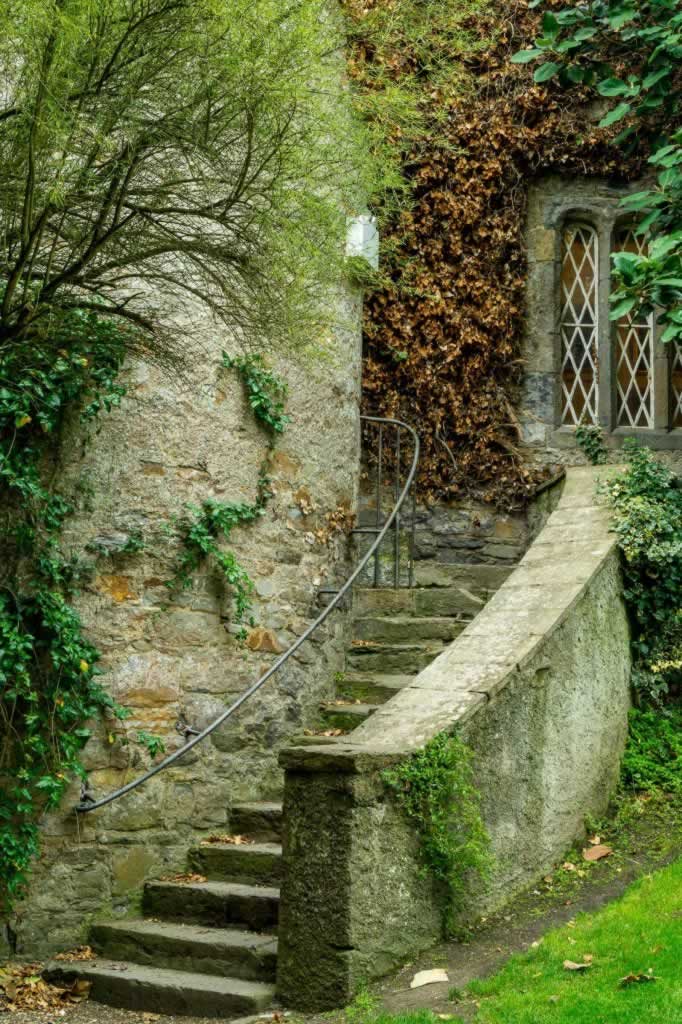 old stairway to castle door