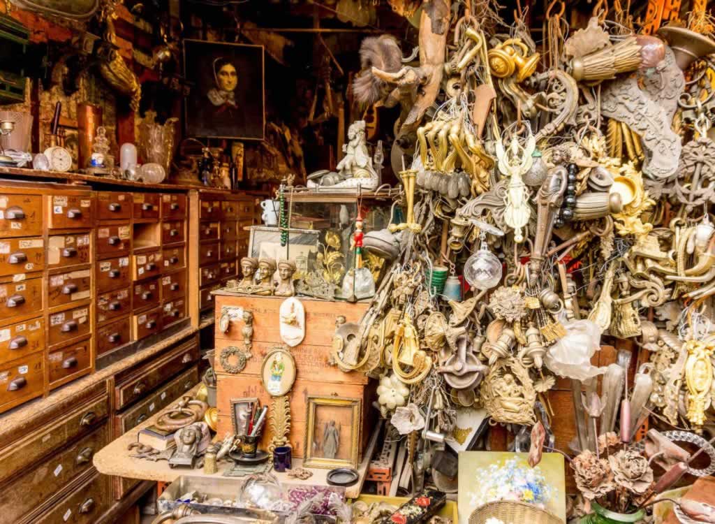 pile of antiques flea market