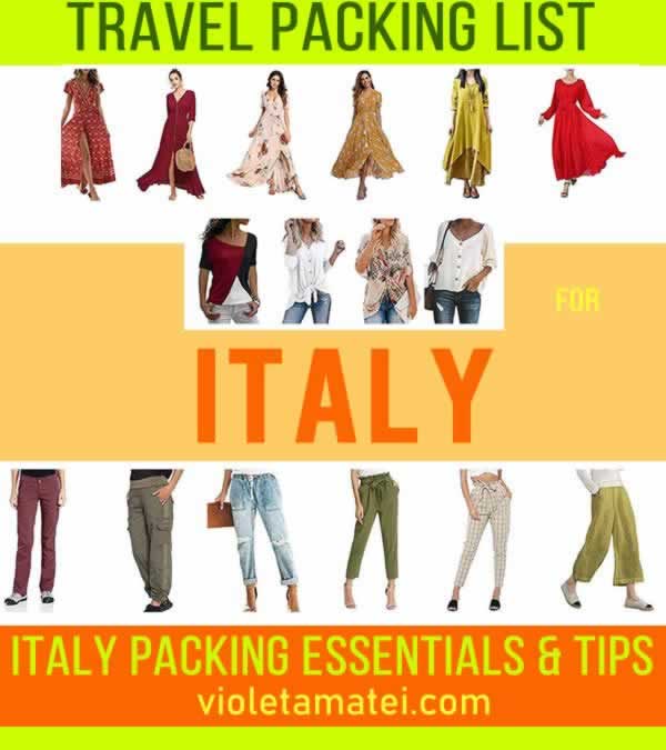 Travel packing list for Italy