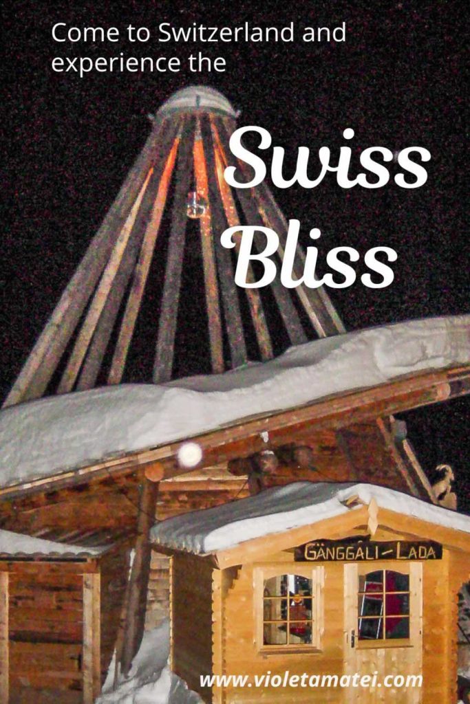 Swiss bliss at a mountain chalet in the night