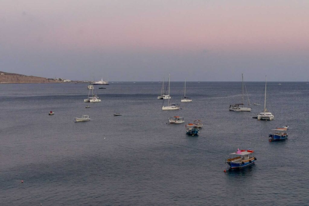 sunset boats akrotiri santorini